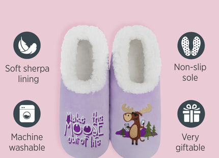 Snoozies Animal Slipper Socks for Women (Moose, L)