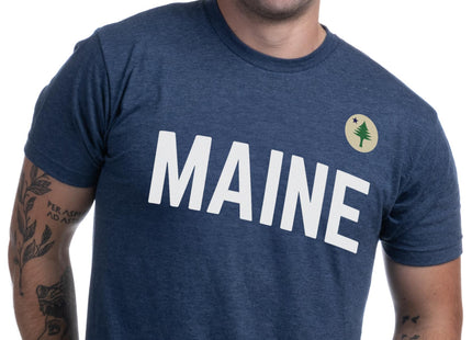 Maine Old State Pride Flag ME Souvenir Gift T-Shirt for Men or Women - (Navy,M)