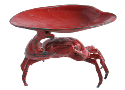 Distressed Red Decorative Cast Iron Crab Shaped Dish