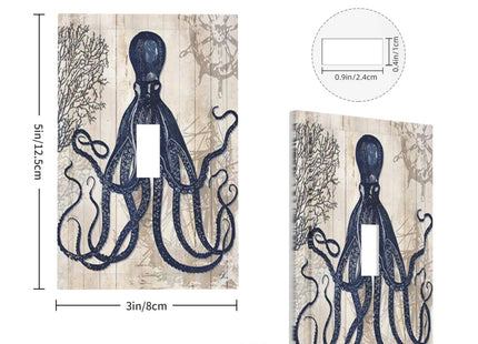 Ocean Theme Sea Animal Octopus Single Toggle Light Switch Cover Decorative 1 Gang Wall Plate Electrical Switchplate Faceplate for Bathroom Kitchen Home Decor