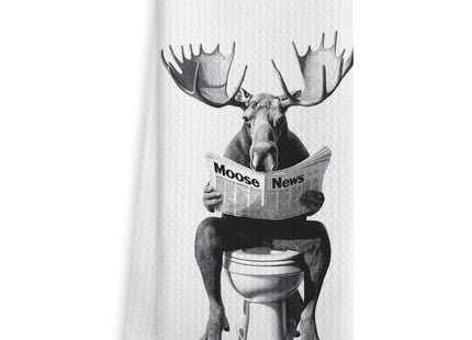 WOTYPU Moose Gifts Hand Towels for Bathroom, Moose Lover Gifts, Funny Farm Animal On Toilet Decorative Hand Towels for Kids Guest Bathroom Washroom Power Room Vanity Half Bath, 16X24 Inch
