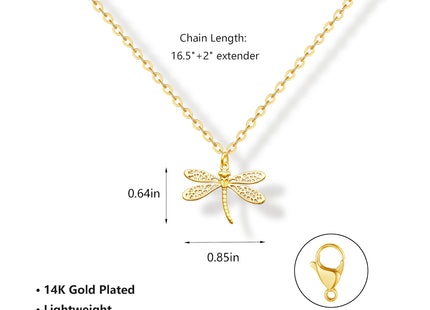 RZKING Golden Dragonfly Necklace Inspirational Gifts for Women (Dragonfly)
