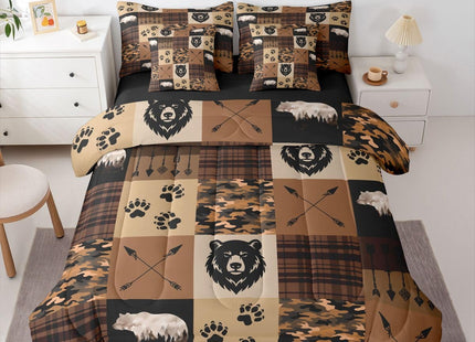 Feelyou Bear Comforter Set Twin SizeFarmhouse Cabin Hunting 7 Pcs Bedding