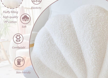 Lfsaaj Ivory Seashell Throw Pillows, Shell Shaped Throw Pillows, 13 Inch Soft Home Decorative Pillow Plush Cushion for Bed Couch Living Sofa Room Decor Accent Throw Pillow