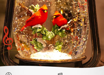Christmas Snow Globes Cardinal Gifts,Christmas Decorations Cardinal Snow Globe, Musical Lantern Light Up 6H Time Glitter Globe Cardinal Red Bird Memorial Gift for Women