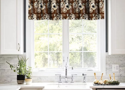 Retro Rustic Valance, Lodge Bear Moose Deer Pine Tree Vintage Farmhouse Style Window Curtain Valance for Bedroom Kitchen Living Room, One Panel 54x18in