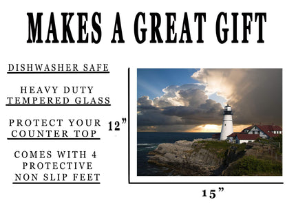 Rogue River Tactical Ocean Beach Lighthouse Kitchen Glass Cutting Board Barn Decorative Gift Light House Design