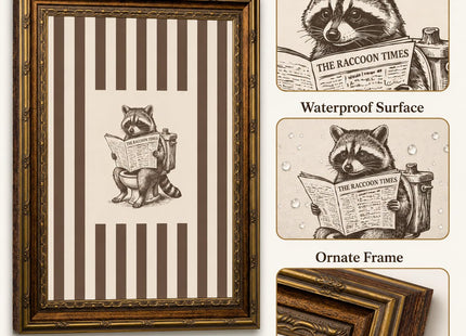 Camgariydan Raccoon Bathroom Framed Wall Art Funny Raccoon Wall Decor 9×11