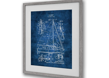 GnosisCollageArt Sailing Decor Gift Sailboat Blueprint Wall Art Set of 4 Unframed Prints