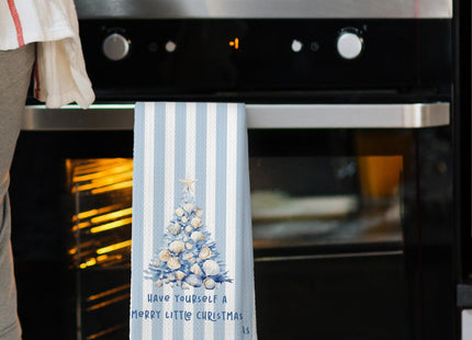 Mcehtle Blue Coastal Beach Christmas Tree Kitchen Towels, Coastal Beach Christmas Decor Hand Towel for Bathroom Kitchen Decor, Xmas Seashell Tree Decorative Tea Towels Dish Towel 16x24 Inch