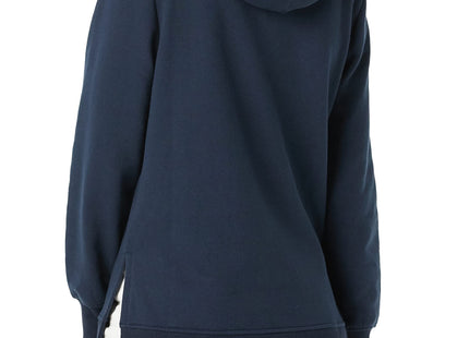 Amazon Essentials Women's Fleece Hooded Tunic Sweatshirt with Kangaroo Pocket and Side Slits, Navy, Small