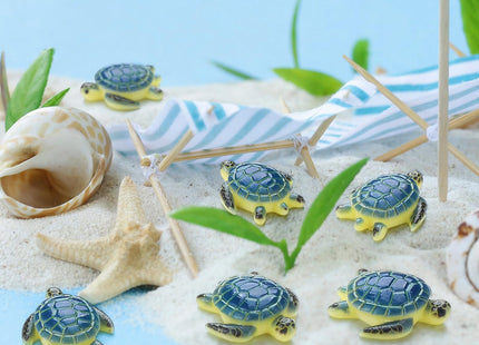 Yerliker Mini Sea Turtle Figurines Resin Sea Animals, 100 Pcs, Blue