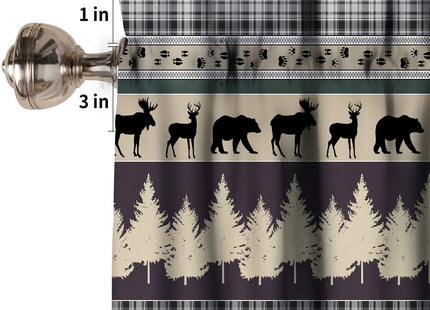 SENRUEGT Rustic Farmhouse Bear Deer Valances,Retro Rustic Style Valance Farmhouse Cottage Cabin Window Curtain Valance for Living Room Kitchen Study Room Home Decro,54X18 1 Piece