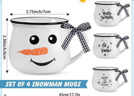 Patelai 4 Pcs Espresso Mugs Coffee Bar White, Snowman Style