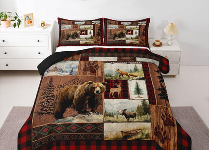 Feelyou Cabin Bear Comforter Set Queen Size for Boys Girls