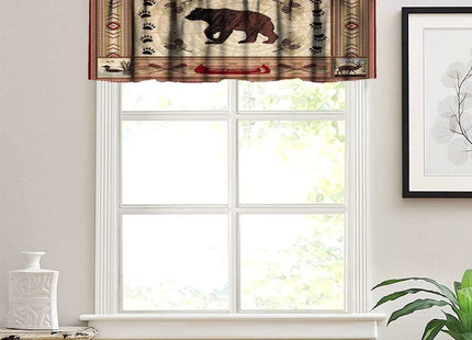 Rustic Bear Window Valance, Vintage Bear Country Style Rustic Cabin Cottage Pine Tree Windows Valance Curtain for Kitchen Bedroom Living Room Cafe Office 54x18 Inch