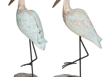 EVINIS Seagull Statues Coastal Decor, Wooden Sea Birds Sculptures for Home Room Nautical Coastal Beach Decor, 2pcs (Light Brown)