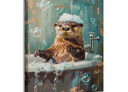 Aciagloc Bathroom Otter Canvas Wall Art, 12x16 In