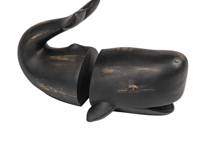 Creative Co-Op Decorative Distressed Resin Whale Bookends, Black