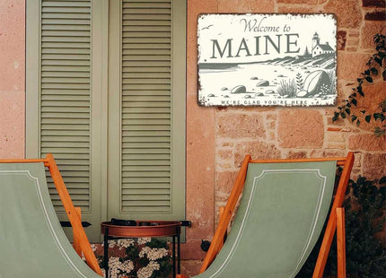 Funny Signs Metal Tin Poster 8x12inch Welcome - Maine Home Wall Art Decoration Painting For Home Yard Sign Outdoor Lawn Garden Office Decor