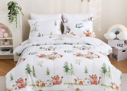 Yibeizi Camper Animal Print Comforter Set Twin Woodland Bedding