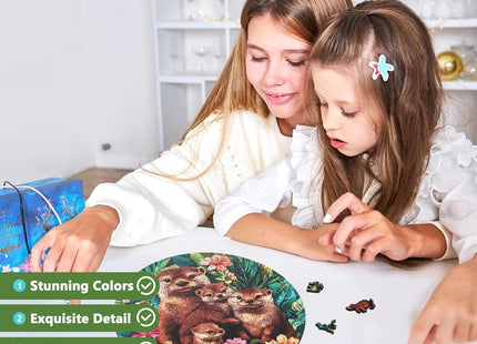 Leodozzio 500Pcs Wooden Jigsaw Puzzle Otter Family Wall Decor 16.5x16.5in