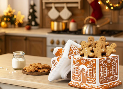 Chunful Christmas Gingerbread House Cookie Jar with Lid, 9.25 Inch