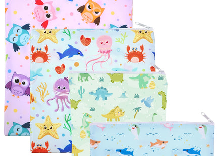 Paterr 4 Pcs Reusable Snack Bags for Kids, Washable Sandwich Bags,Starfish
