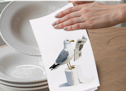 BNHJKFQZ Reading Seagull Bathroom Hand Towel Decorative,Funny Coastal Beach Seagull Hand Towels Drying Cloth for Kids Toddler Bathroom Decor, Beach Kitchen Towels, 16x24 Inch