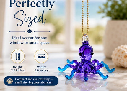 Blown Glass Octopus Suncatcher Purple Aqua 2" Home Decor, Room Decor
