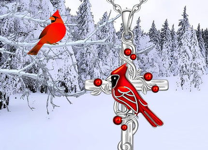 Talonior Red Cardinal Necklace for Women Sterling Silver Cardinal Cross Necklace Pendant Memorial Sympathy Cardinal Jewelry Charm Mothers Day Gifts
