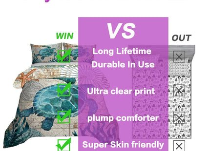 MUSOLEI Ocean Comforter Set Turtle Comforter Set, Sea Turtle Bedding Collections Soft for Teen Boys Turquoise Ocean Themed Mediterranean Style Printed Design Quilt Set Twin Size Comforter Sets（Twin）