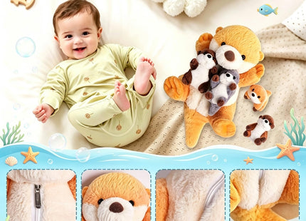 Youthfuljive 5 Pcs Sea Otter Stuffed Animals 17" Large Mommy Otter Plush Toy with 4 Babies Stuffed Otters Inside, Soft Cuddly Otter Plushies Pillow Otter Toys for Kids Birthday Christmas Ocean Party