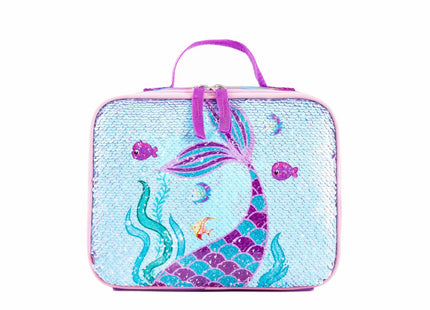 KK CRAFTS Cute Insulated Lunch Box For Girls Boys Kids Toddlers Preschool Kindergarten Elementary(Small, Sequin Purple Mermaid)