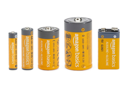 Amazon Basics 108 Count Alkaline Batteries Super Value Pack, Variety Assortment - 48 AA, 36 AAA, 8 C, 8 D, 8 9Volt