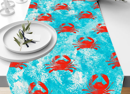 Crab Table Runner, Kitchen Dining Table Decor, Crab Decor Gifts Table Runners for Indoor Outdoor Home Farmhouse Holiday Wedding Birthday Party Decoration, 13 x 72 Inch