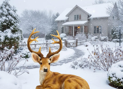 JHVYF 13" H Resin Buck Statue Home Office Decor Animal Figurine Deer Decorations Lawn Decor Housewarming Gift Garden Sculpture