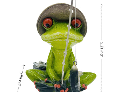 Frog Fishing Figurine, Summer Garden Statues, Home Bookshelf Desktop Statue