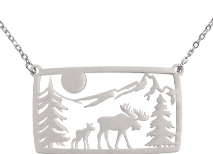 Shag Wear Cedar Paddle Collection of Life Outdoors Moose Scene Necklace