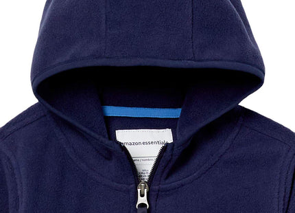 Amazon Essentials Boys' Polar Fleece Full-Zip Hooded Long Sleeve Insulated Coat Jacket, Night Navy, Large