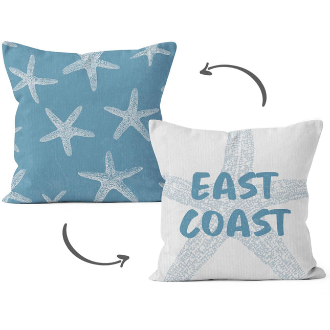 HIWX Coastal Beach East Coast Starfish Pillow Covers 18x18 Double-Sided, Coastal Beach Room Decor, Blue Ocean Beachy Decorative Pillow Covers for Couch Bed Home Bedroom Living Room Decor