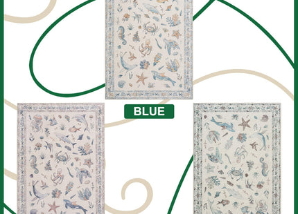 Weaverlane Beachy Coastal 5x7 Washable Nursery Rug (Blue Multi, 5' x 7')