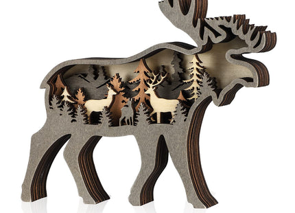 Laozai Cabin Decor Wooden Deer Wall Art