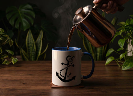 3dRose TNMGraphics Nautical - Ships Anchor 11oz Two-Tone Blue Mug