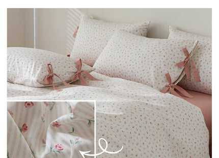 MKXI White Pink Floral Duvet Cover Twin Size Forest Animals Duvet Cover Set Girls Aesthetic Bedding Cute Print Duvet Covers Comfy Cotton Bed Cover
