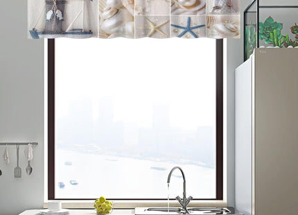 Starfish Valance Curtain for Window, Vintage Beach Ocean Lighthouse Shell Sailboat Casual Summer European Kitchen Panel Windows Treatment Drapes for Bathroom Bedroom 54x18Inch 1P