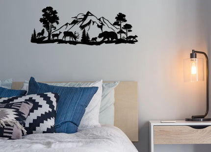 ESTART Mountain Forest Metal Wall Decor Deer Bear Metal Wall Art