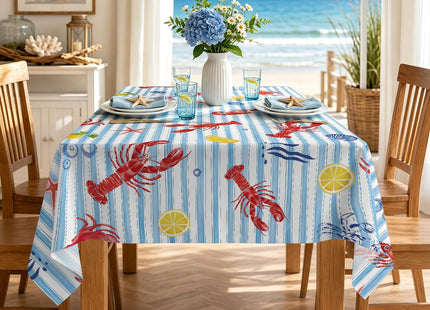 Arquiel Lobster Lemon Tablecloth 60 x 84 Inch Rectangular, Coastal Style