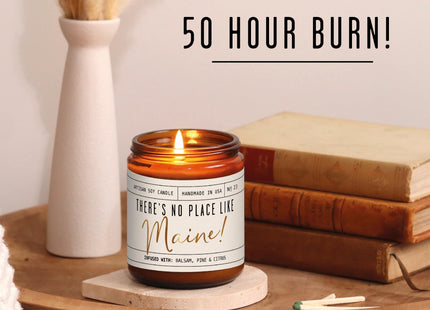 Maine Gifts, Maine Decor for Home - 'There's No Place Like Maine Candle, w/Eucalyptus, Spearmint & White Tea I Maine Souvenirs I Maine State Gifts I 9oz Jar, 50Hr Burn, USA Made