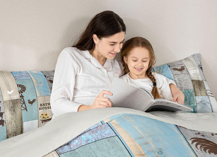 Rustic Farmhouse Bedding Set Cabin Decor, Retro Windmill Decor Comforter Set Western Wooden Barn Door Quilt Sunflower Rooster Farm Animal Bedding Comforter Sets Farmhouse Gifts For Women, Full